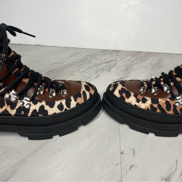 Ganni Leopard Lace Up Hiker Boot 39 - Picture 9 of 15